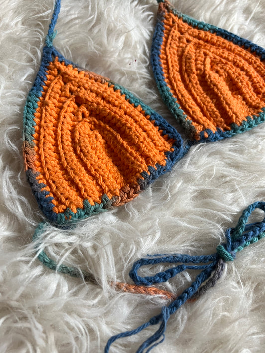 Crochet Top Orange/Blue